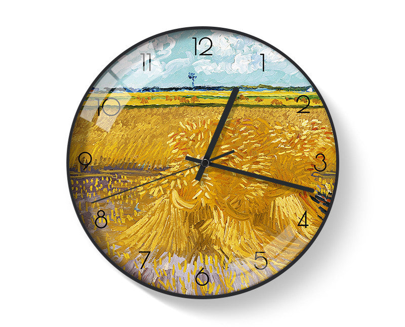 Van Gogh's Famous Painting, Harvest, Starry Sky, Silent Cartoon Clock The Muse