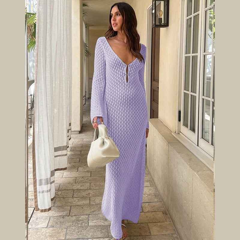Knitted Hollow-Out Beach Cover-Up – Sun-Proof & Stylish - Muselune