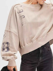 Printed Round Neck Dropped Shoulder Sweatshirt