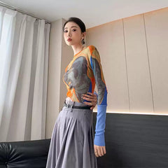 Muse Art Graffiti Printing Mesh Thin Tops The Muse