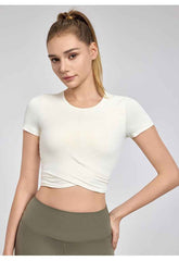 Cross Pleated Yoga Top