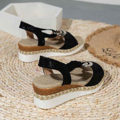 Peep Toe Serpentine Wedges Sandals| Circle Design Casual - Muselune