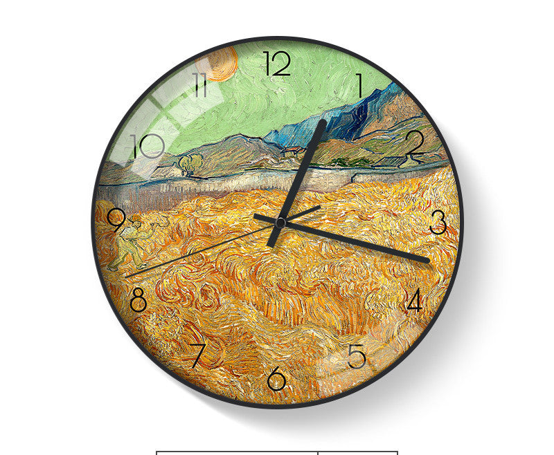 Van Gogh's Famous Painting, Harvest, Starry Sky, Silent Cartoon Clock The Muse