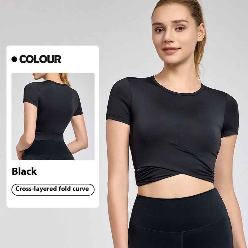 Cross Pleated Yoga Top