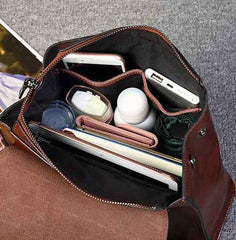 Genuine Leather Messenger Retro Backpack - Muselune