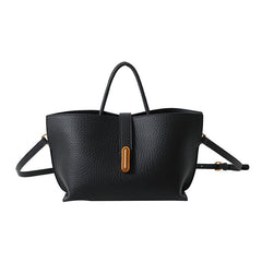INS Litchi Pattern Shoulder Bag Fashion Zipper Bucket Bag High Capacity Totes Handbag For Women - Muselune