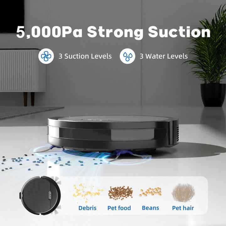 3-in-1 Robot Vacuum & Mop – Ultra-Thin, 5000Pa Suction, Self-Charging - Muselune