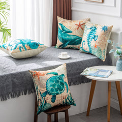 Ocean-Inspired Pillow Covers – Sea Turtle Print - Muselune