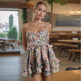 High Waist - Plants Design Short Dress - Muselune