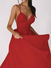 Sexy V-neck Suspender Dress Summer Fashion A-Line Long Dresses - Muselune