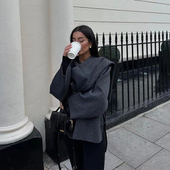 Cardigan With Asymmetrical Scarf Coat The Muse