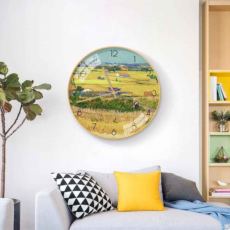 Van Gogh's Famous Painting, Harvest, Starry Sky, Silent Cartoon Clock
