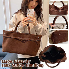2025 Hot Sale Decorative Design Solid Faux Suede Handbag Large Capacity Casual Tote Bags For Women Tote Design Portable Shoulder Bag - Muselune