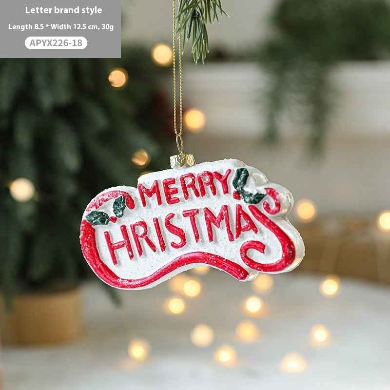 Christmas Tree Painted Plastic Decorations Pendant