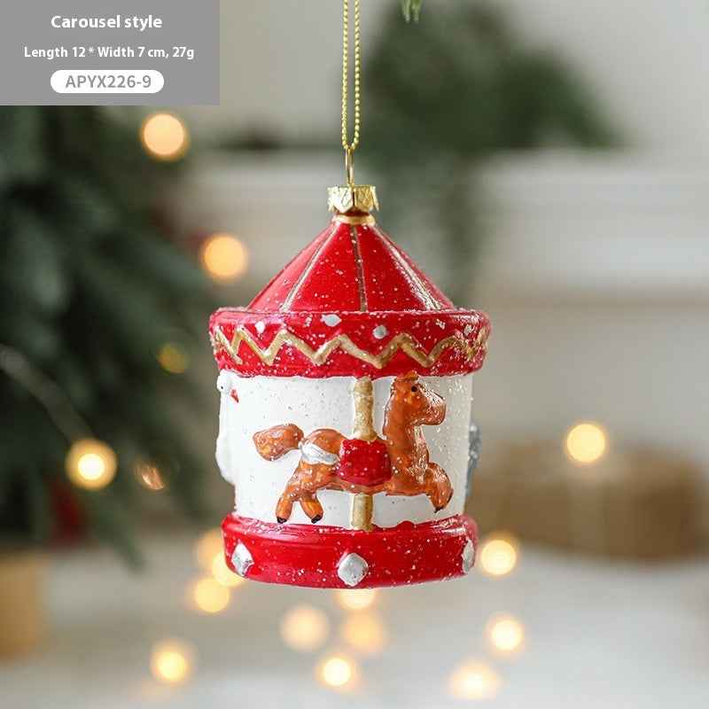 Christmas Tree Painted Plastic Decorations Pendant