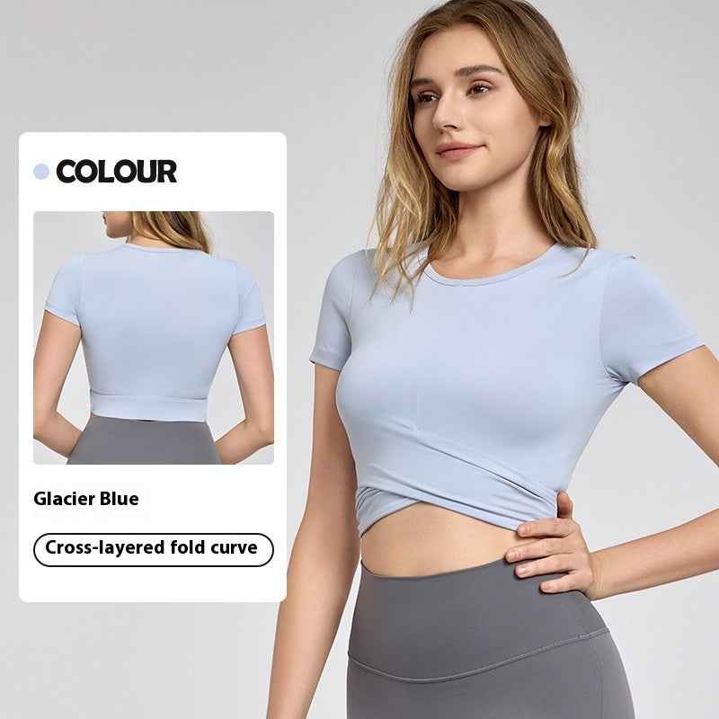 Cross Pleated Yoga Top
