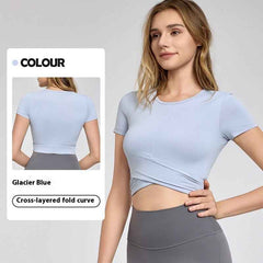Cross Pleated Yoga Top