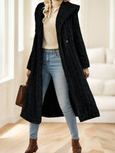 Elegant Black Long Coat - Muselune