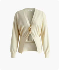 New V-neck Button Cardigan Fashion Knitted Sweater Top For Women Clothing - Muselune