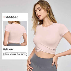 Cross Pleated Yoga Top