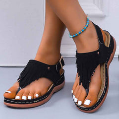 Women's Roman Cutout Thong Wedge Beach Sandals - Muselune