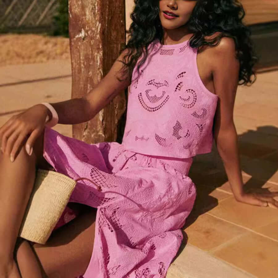 Sleeveless Skirt Pocket Two-piece Set - Muselune