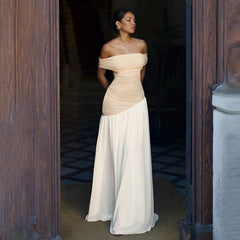 Color Block Off-Shoulder Dress - Muselune