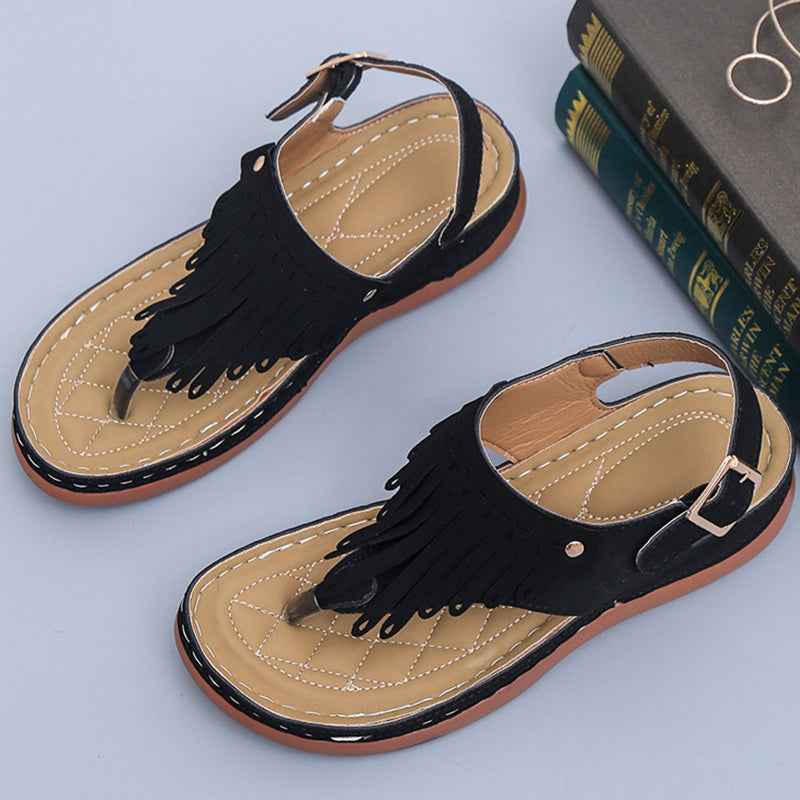 Women's Roman Cutout Thong Wedge Beach Sandals - Muselune