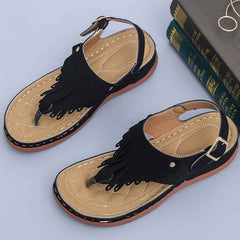 Women's Roman Cutout Thong Wedge Beach Sandals - Muselune
