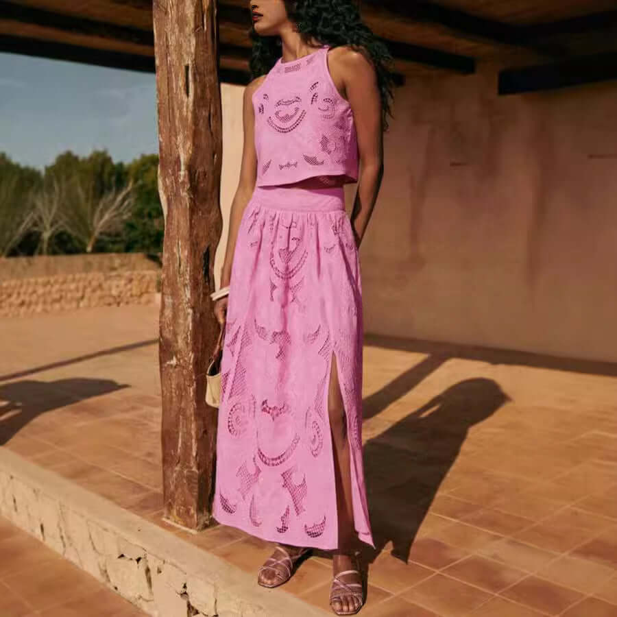 Sleeveless Skirt Pocket Two-piece Set - Muselune