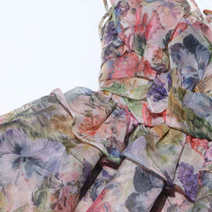 High Waist - Plants Design Short Dress - Muselune