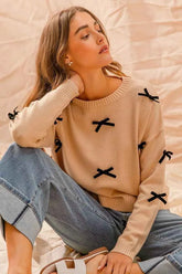 Ribbon Bow Applique Sweater