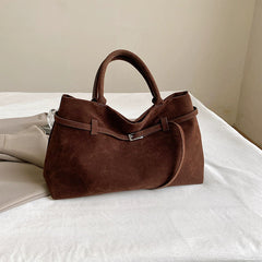 2025 Hot Sale Decorative Design Solid Faux Suede Handbag Large Capacity Casual Tote Bags For Women Tote Design Portable Shoulder Bag - Muselune