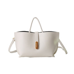 INS Litchi Pattern Shoulder Bag Fashion Zipper Bucket Bag High Capacity Totes Handbag For Women - Muselune