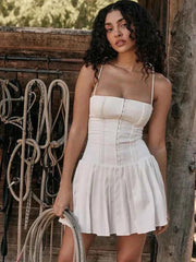 French Style Corset Lace-up Dress - Muselune