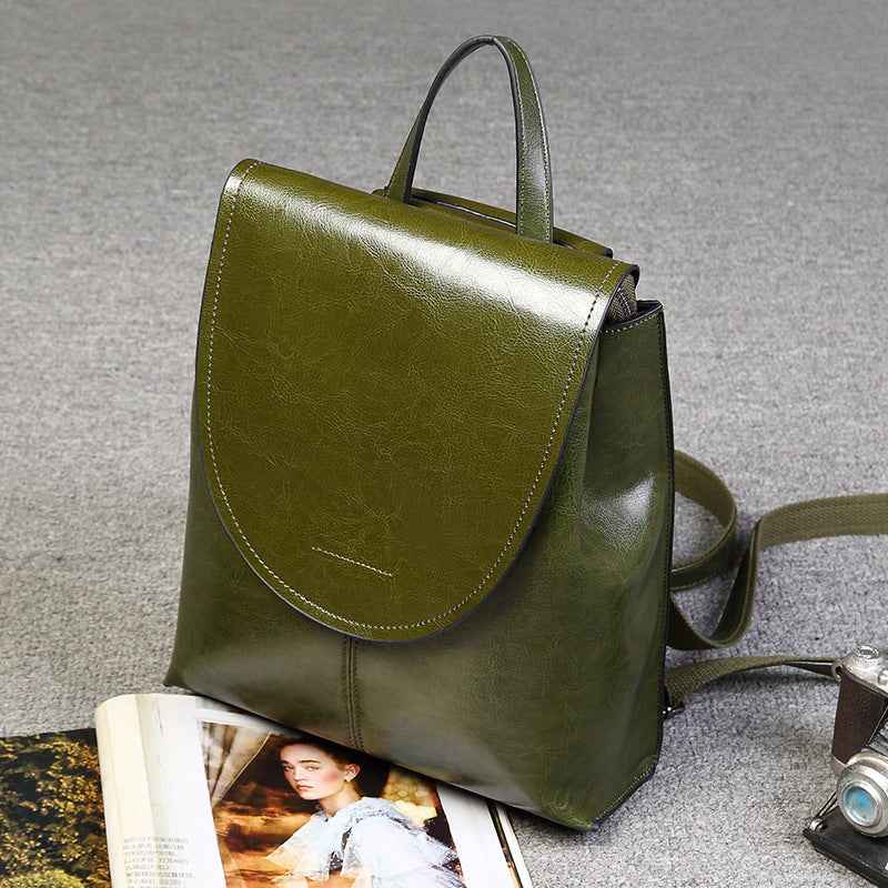 Genuine Leather Messenger Retro Backpack - Muselune