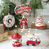 Christmas Tree Painted Plastic Decorations Pendant