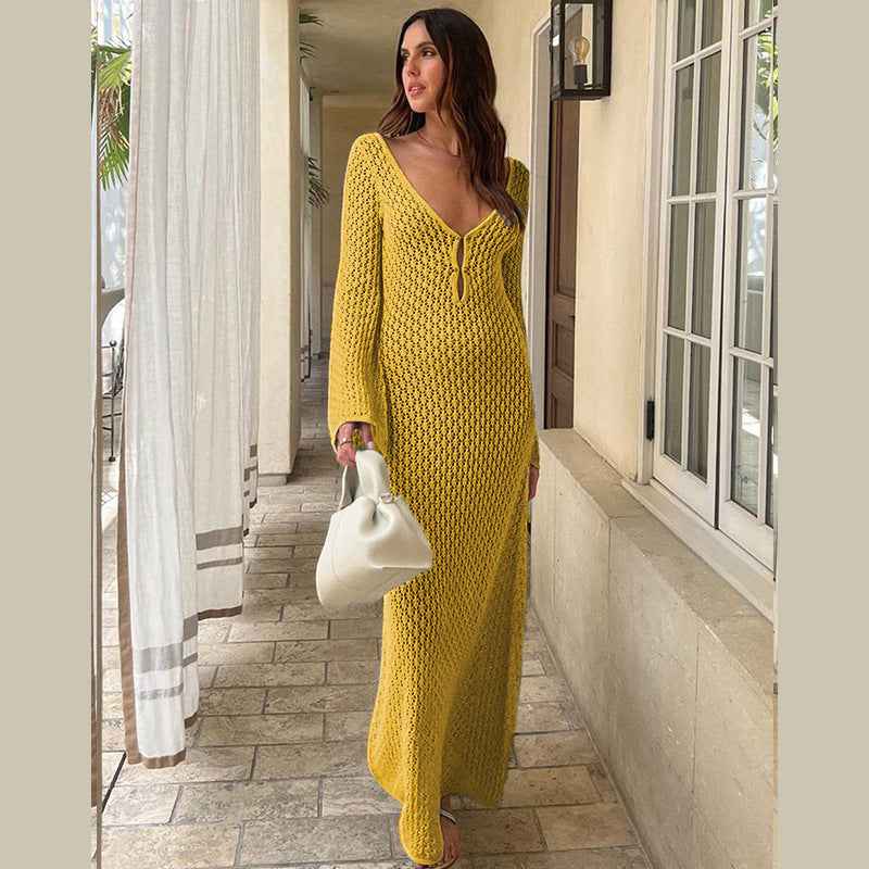 Knitted Hollow-Out Beach Cover-Up – Sun-Proof & Stylish - Muselune