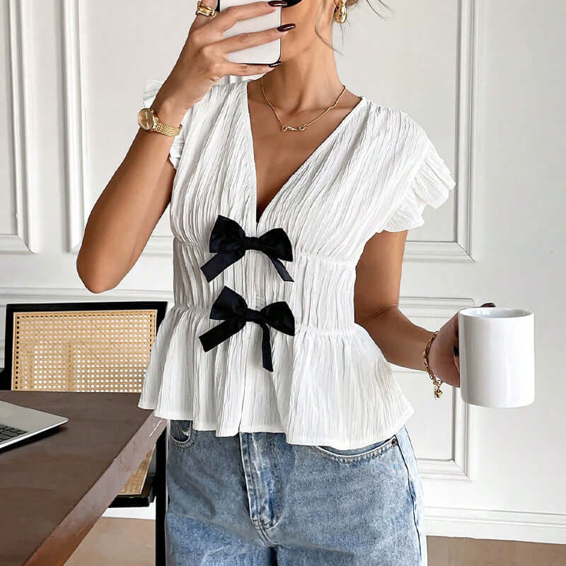Bow Cardigan Shirt - Muselune