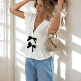 Bow Cardigan Shirt - Muselune