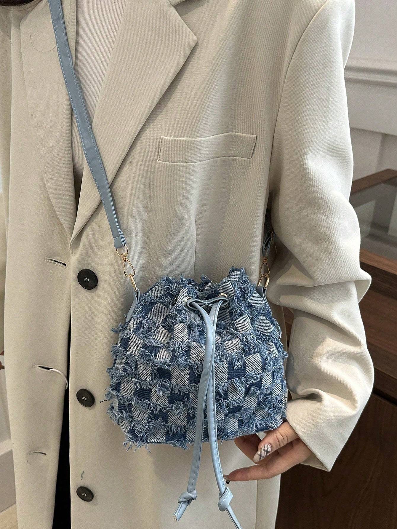 Demin Large Capacity Shoulder Bucket Bag The Muse