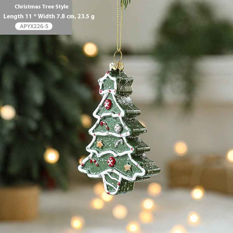 Christmas Tree Painted Plastic Decorations Pendant