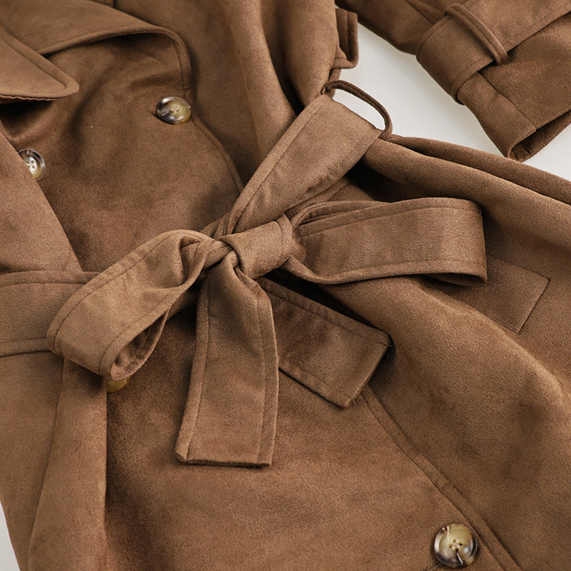 Vintage Double Breasted Lapel Shift Long Coat With Belt The Muse