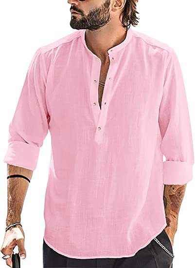 Men’s Stand Collar Shirt – Casual, Solid & Sleek - Muselune