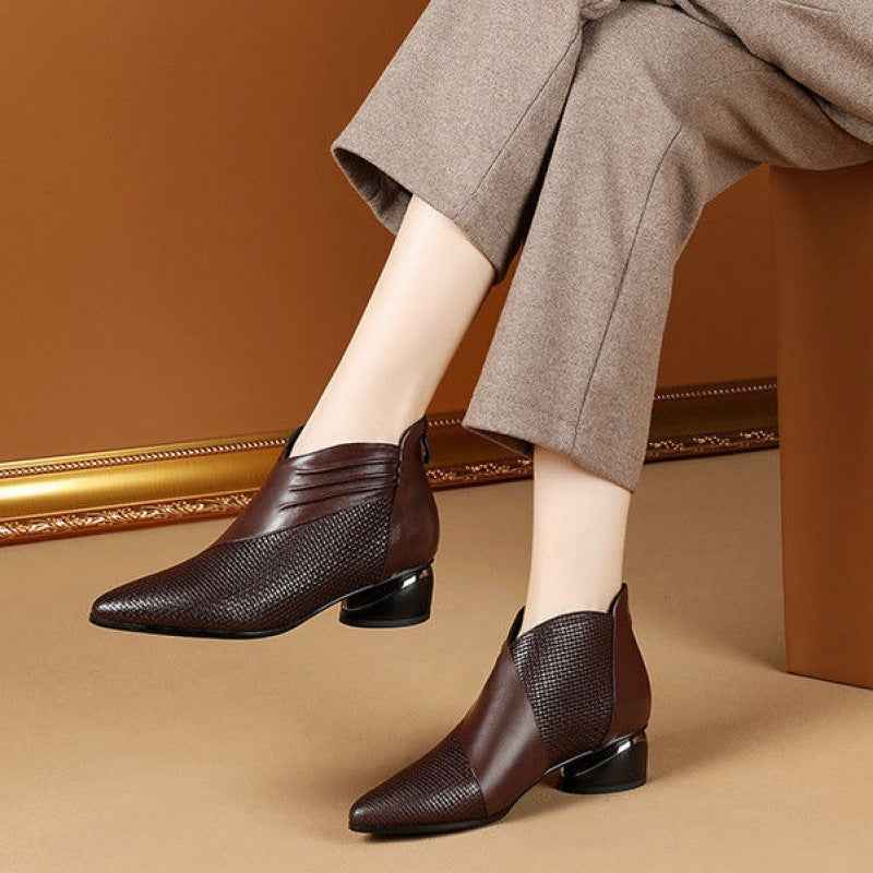 Zip Ankle Boots Plus Size Thick Heel Boots