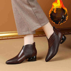 Zip Ankle Boots Plus Size Thick Heel Boots