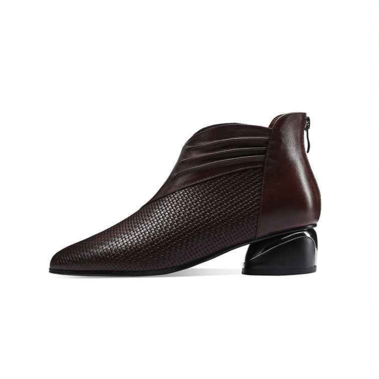 Zip Ankle Boots Plus Size Thick Heel Boots The Muse