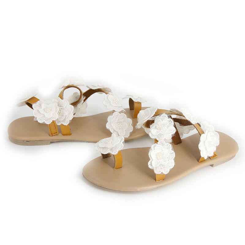 Summer PU Sandals | Floral Toe Design Large Size - Muselune