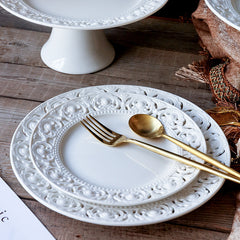 Hollow Relief Plate Afternoon Tea Tableware Dessert Plate Western Cuisine Plate Dim Sum Plate West Point Plate Muselune
