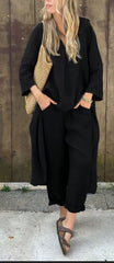 V-neck Long Suits Top with Pocket - Muselune